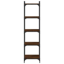 Berkfield Home Bookcase 5-Tier Brown Oak 40x30x154 cm Engineered Wood - Size: 40 x 30 x 154 cm - thumbnail 4