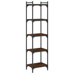 Berkfield Home Bookcase 5-Tier Brown Oak 40x30x154 cm Engineered Wood - Size: 40 x 30 x 154 cm - thumbnail 6