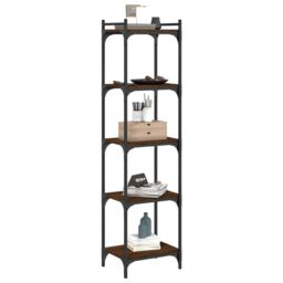 Berkfield Home Bookcase 5-Tier Brown Oak 40x30x154 cm Engineered Wood - Size: 40 x 30 x 154 cm - thumbnail 3