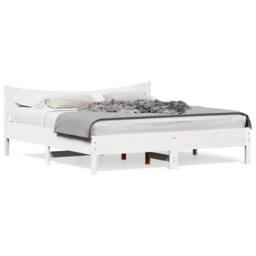Berkfield Home Bed Frame without Mattress White 180x200 cm Super King Solid Wood Pine - thumbnail 1
