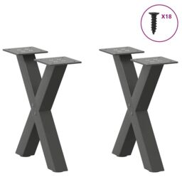 Berkfield Home Coffee Table Legs X-Shaped 2 pcs Anthracite 40x(30-31) cm Steel in Black - thumbnail 3