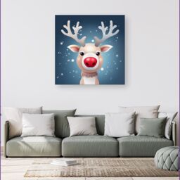 Warren Reed - Designer Rudolph With His Red Nose Canvas - Size: w40 inch x h40 inch - thumbnail 1