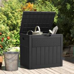 EONLION 126L Outdoor Storage Box Large Patio Garden in Black - Size: 500mm - thumbnail 1