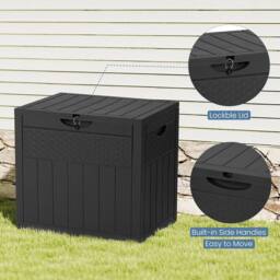 EONLION 126L Outdoor Storage Box Large Patio Garden in Black - Size: 500mm - thumbnail 3