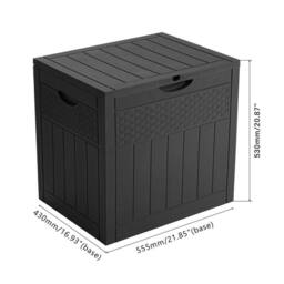 EONLION 126L Outdoor Storage Box Large Patio Garden in Black - Size: 500mm - thumbnail 2