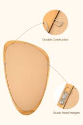 Living and Home Asymmetrical Tempered Glass Wall Mirror Scandi Decorative Mirror in Natural - thumbnail 3