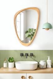 Living and Home Asymmetrical Tempered Glass Wall Mirror Scandi Decorative Mirror in Natural - thumbnail 2