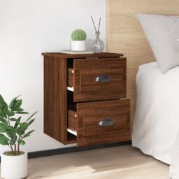 Berkfield Home Wall-mounted Bedside Cabinets 2 pcs Brown Oak 41.5x36x53cm - Size: 41.5x36x53 cm - thumbnail 4