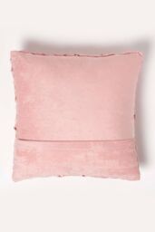 Homescapes Grace Pleated Velvet Cushion in Pink - Size: 45 cm x 45 cm - thumbnail 3