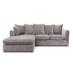 Abakus Direct Lucas Water Repellent Velvet Chenille Left Facing Corner Sofa in Grey - thumbnail 6