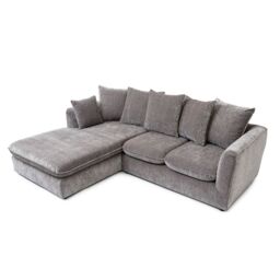 Abakus Direct Lucas Water Repellent Velvet Chenille Left Facing Corner Sofa in Grey - thumbnail 7