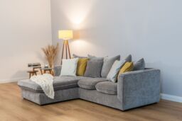 Abakus Direct Lucas Water Repellent Velvet Chenille Left Facing Corner Sofa in Grey - thumbnail 2
