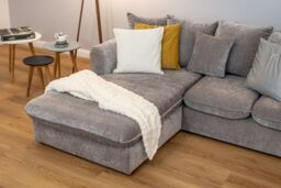 Abakus Direct Lucas Water Repellent Velvet Chenille Left Facing Corner Sofa in Grey - thumbnail 3