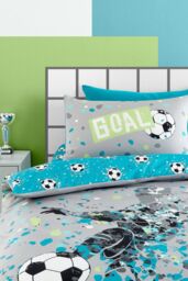 Bedlam 'Goal' Reversible Duvet Cover Set in Grey - Size: Single - thumbnail 2