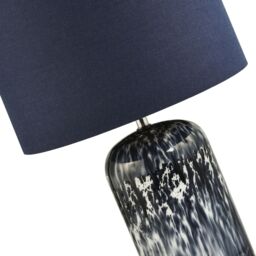 Happy Homewares Modern Navy Blue & Smoked Grey Marble Snowflake Glass Table Lamp with Shade in Midnight - thumbnail 2