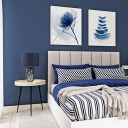 Happy Homewares Modern Navy Blue & Smoked Grey Marble Snowflake Glass Table Lamp with Shade in Midnight - thumbnail 6
