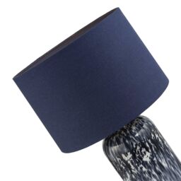 Happy Homewares Modern Navy Blue & Smoked Grey Marble Snowflake Glass Table Lamp with Shade in Midnight - thumbnail 3