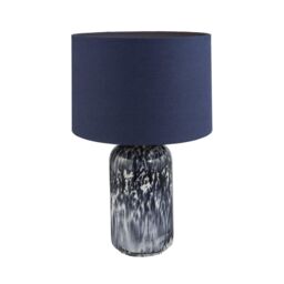 Happy Homewares Modern Marble Drip Snowflake Glass Table Lamp with Linen Shade in Midnight