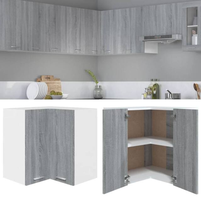Berkfield Home Hanging Corner Cabinet Grey Sonoma 57x57x60 cm Engineered Wood - Size: 57 x 57 x 60 cm - image 1