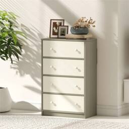Nordara Chest of Drawers, 4 Drawer Dresser for Bedroom, White & Grey - Size: 100 cm x 60 cm - thumbnail 6