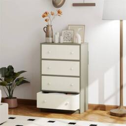 Nordara Chest of Drawers, 4 Drawer Dresser for Bedroom, White & Grey - Size: 100 cm x 60 cm - thumbnail 7