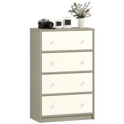 Nordara Chest of Drawers, 4 Drawer Dresser for Bedroom, White & Grey - Size: 100 cm x 60 cm - thumbnail 1