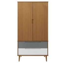 Berkfield Home Wardrobe MOLDE Brown 90x55x175 cm Solid Wood Pine - Size: 90 x 55 x 175 cm - thumbnail 4