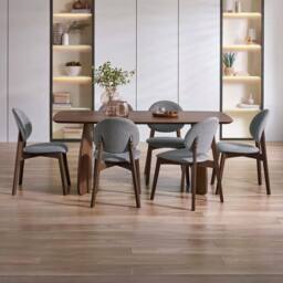 Cheshire Premium Aurelia 180cm Curved Leg Walnut Dining Table in Brown - thumbnail 2