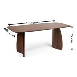 Cheshire Premium Aurelia 180cm Curved Leg Walnut Dining Table in Brown - thumbnail 3
