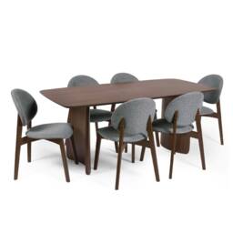Cheshire Premium Aurelia 180cm Curved Leg Walnut Dining Table in Brown - thumbnail 4