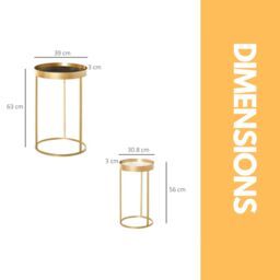 Pirlo Plush Set Of 2 Nesting Tables With Metal Gold Frame - thumbnail 6