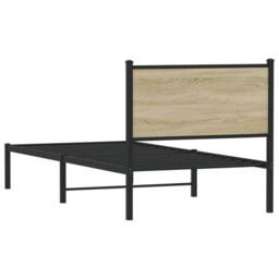 Berkfield Home Metal Bed Frame without Mattress Sonoma Oak 75x190 cm Small Single in Black - thumbnail 7