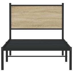 Berkfield Home Metal Bed Frame without Mattress Sonoma Oak 75x190 cm Small Single in Black - thumbnail 5