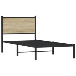 Berkfield Home Metal Bed Frame without Mattress Sonoma Oak 75x190 cm Small Single in Black - thumbnail 1