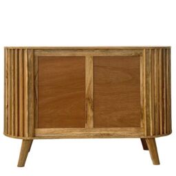 Jaipur Furniture Ltd Slatted One Door 3 Drawer Sideboard - Mango Wood - L45 x W118 x H80 cm - Mango Light Finish - Assembly Required in Brown - thumbnail 5
