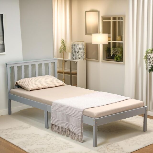 FURNOS Single 3ft Bed Frame In Pine in Grey - image 1