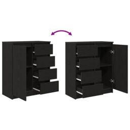 Berkfield Home Sideboard with Drawers Black Oak 71x35x84 cm Engineered Wood - Size: 71 x 35 x 84 cm - thumbnail 9