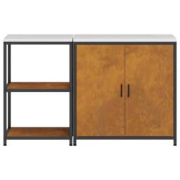 Berkfield Home with Shelf with Storage with Door Adjustable 2 pcs Black Cold-rol… in Brown - thumbnail 9
