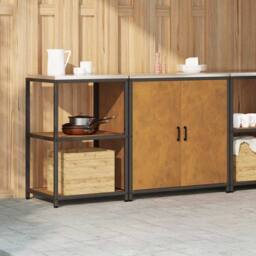 Berkfield Home with Shelf with Storage with Door Adjustable 2 pcs Black Cold-rol… in Brown - thumbnail 4