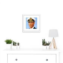 Artery8 Timym Portrait King George VI England UK Painting 8X8 Inch Square Wooden Framed Wall Art Print Picture with Mount in White - thumbnail 2