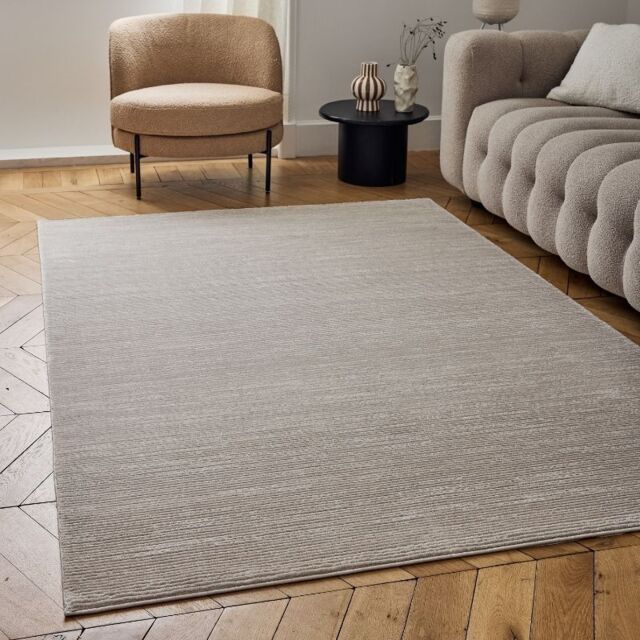 THE RUGS Carmel Modern Area Rug & Runner Striped Design Stain Resistant in Beige - Size: 120 cm x 170 cm - image 1