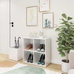 Berkfield Home Hall Shoe Cabinet High Gloss White 105x35.5x70 cm Engineered Wood