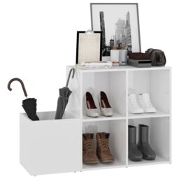 Berkfield Home Hall Shoe Cabinet High Gloss White 105x35.5x70 cm Engineered Wood - thumbnail 4