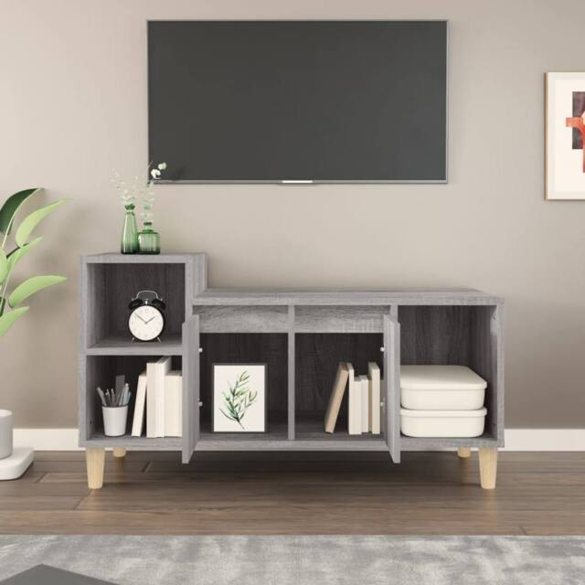 Berkfield Home TV Cabinet Grey Sonoma 100x35x55 cm Engineered Wood - Size: 100 x 35 x 55 cm - image 1