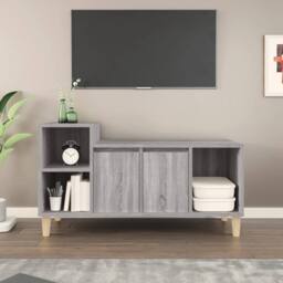Berkfield Home TV Cabinet Grey Sonoma 100x35x55 cm Engineered Wood - Size: 100 x 35 x 55 cm - thumbnail 2