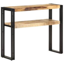 Berkfield Home Console Table 90x30x75 cm Rough Mango Wood in Brown - Size: 90 x 30 x 75 cm - thumbnail 2