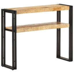 Berkfield Home Console Table 90x30x75 cm Rough Mango Wood in Brown - Size: 90 x 30 x 75 cm - thumbnail 8