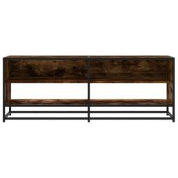 Berkfield Home TV Cabinet Smoked Oak 120.5x40x46 cm Engineered Wood & Metal in Brown - thumbnail 4