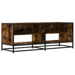 Berkfield Home TV Cabinet Smoked Oak 120.5x40x46 cm Engineered Wood & Metal in Brown - thumbnail 3