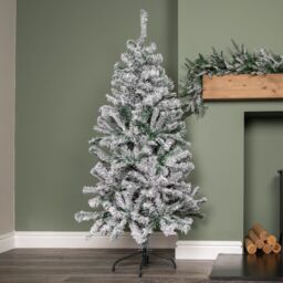 Samuel Alexander 5ft (1.5m) Snow Flocked Artificial Christmas Tree with Green Metal Stand & 285 Tips - thumbnail 1